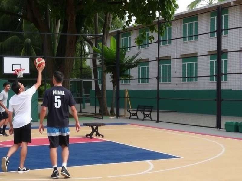 Indian players at Post Up Powerhouses India meetup, playing on mobile and real basketball court